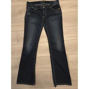 ​Vintage Y2K Express Jeans Bootcut Denim Contrast Stitch Dark Wash 12R Women's